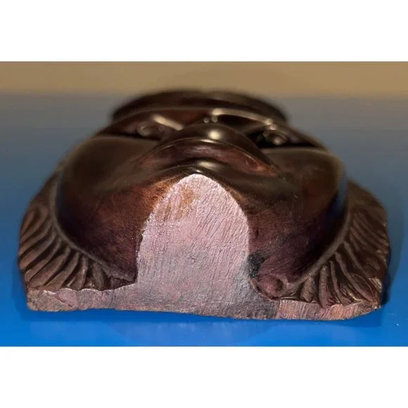 Vintage African Folk Art Hand Carving Wood Wall Hanging Mask - Picture 6 of 7